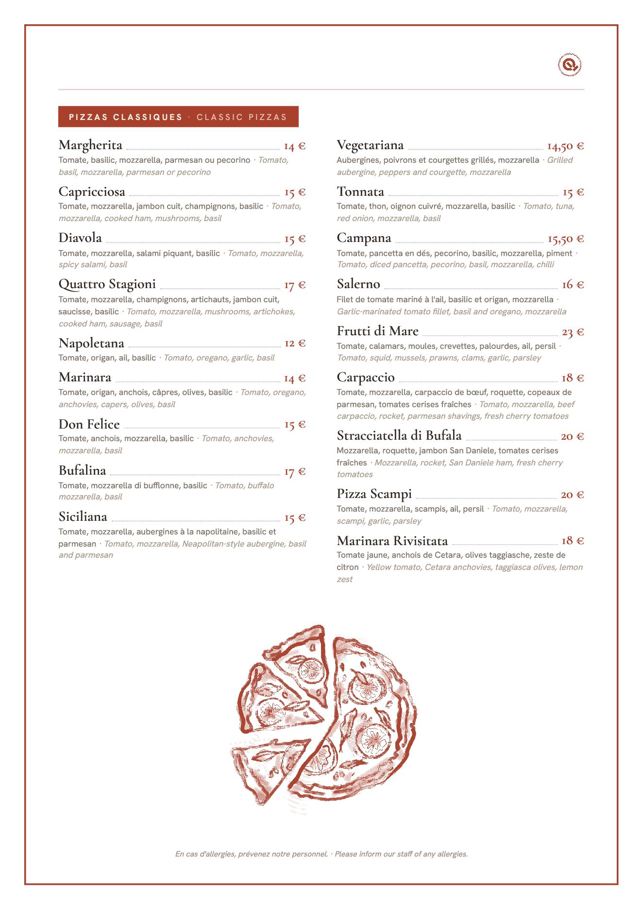 Menu du Quartier Leopold, page 3